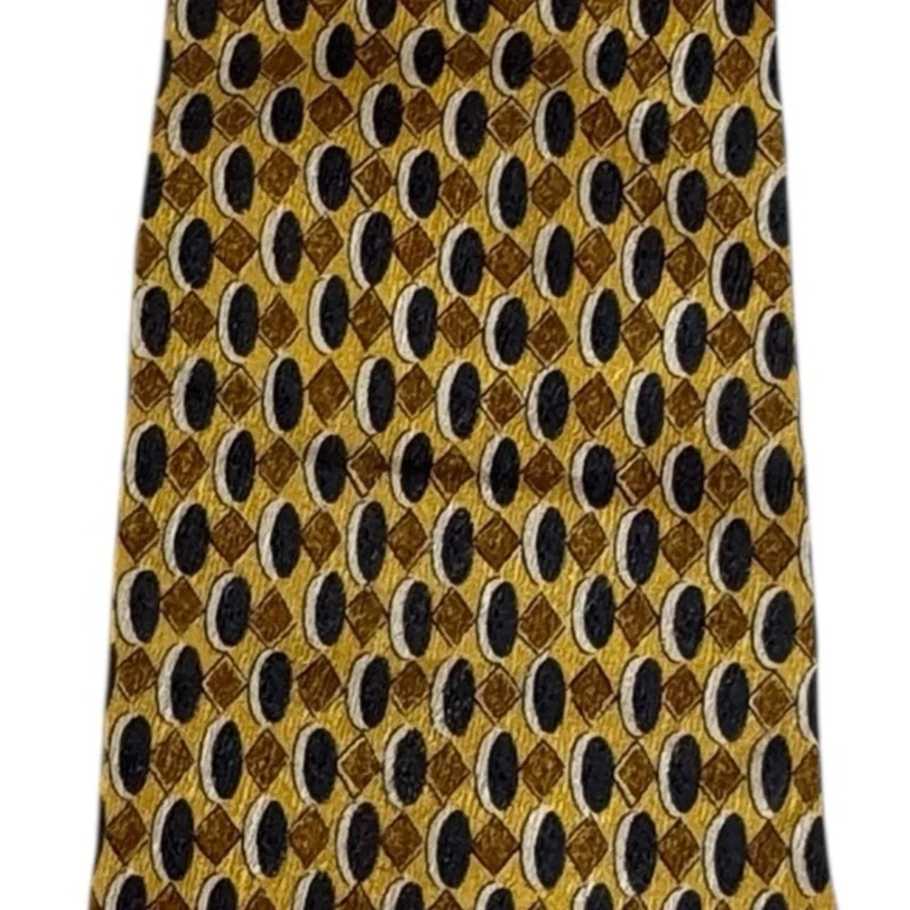 Geoffrey Beene Mens Silk Tie Quiet Luxury Old Money Formal Career Gold Blue Luxe